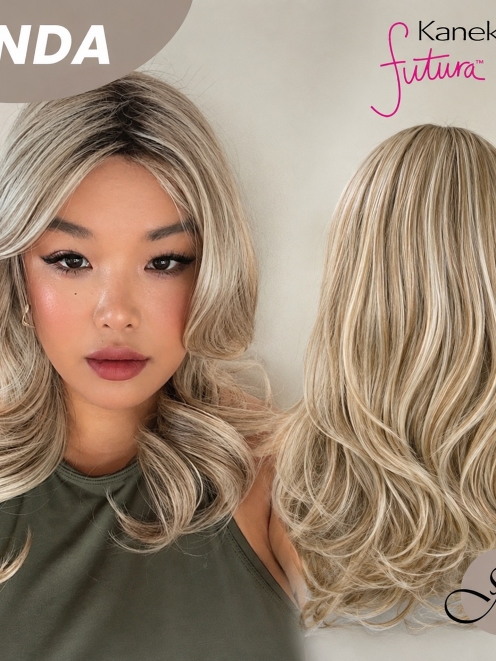 Linda by JB Extension 18” Natural Blonde Synthetic Wig, Layered Wavy Fashion Wig